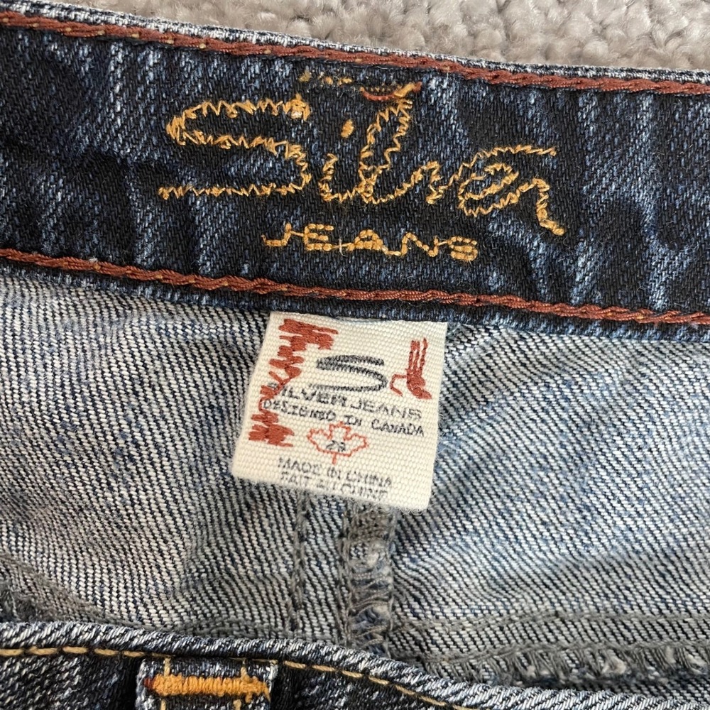 Silver Jeans Co Denim Mini Skirt Womens 31 Teja Y2K Low Rise Raw Hem (Tag 29) - Picture 3 of 11